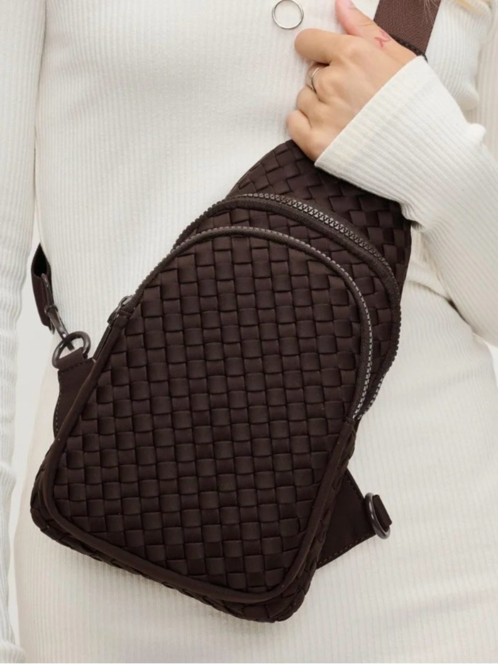 Sol & Selene Beyond The Horizon Woven Crossbody Sling Bag - Black, EUC